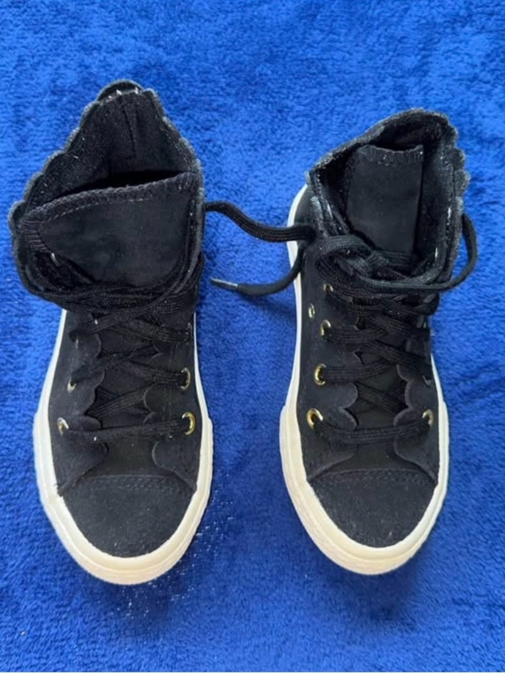 Converse Chuck Taylor Black Suede Hi Frilly Thrills Preschool Girls Sneakers 11